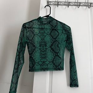 Green see-through blouse